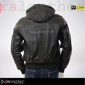 Jaket Kulit Asli MF1309 removable hoodie