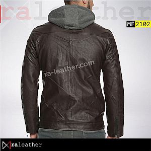 Jaket Kulit MF2102 Removable Hoodie