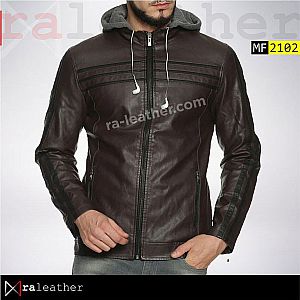 Jaket Kulit MF2102 Removable Hoodie