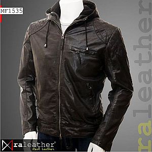 Jaket Kulit MF1535 Hoodie