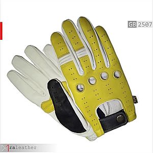 Sarung Tangan Kulit Pria Full-Finger Putih Kuning GB2507