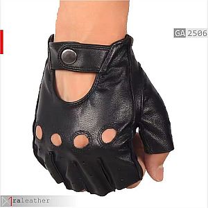 Sarung Tangan Kulit Half-Finger Hitam Elegan - GA2506