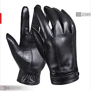 Sarung Tangan Kulit Full-Finger Hitam Elegan GB2509