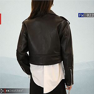 Jaket Kulit Biker Wanita FW022 - Premium Harga Pabrik - raleather®