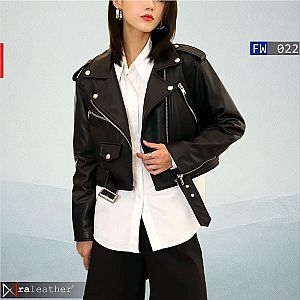 Jaket Kulit Biker Wanita FW022 - Premium Harga Pabrik - raleather®