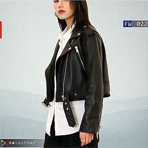 Jaket Kulit Biker Wanita FW022 - Premium Harga Pabrik - raleather®