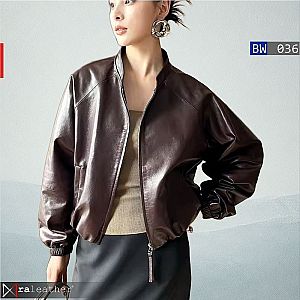 Jaket Kulit Wanita BW036 Removable Hoodie - raleather® Garut