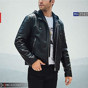 Jaket Kulit Pria Removable Hoodie MH2501 - Desain Gagah dan Fungsional