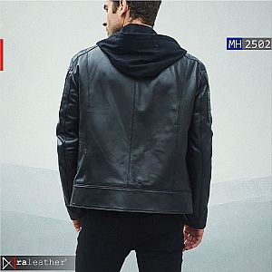 Jaket Kulit Pria Removable Hoodie MH2501 - Desain Gagah dan Fungsional