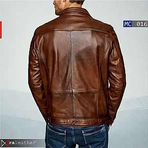 Jaket Kulit Pria MC016 • Warna Tan Spinil - raleather® Garut