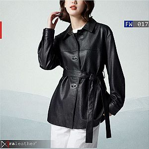 Jaket Kulit Wanita FW017 – Belted Elegan, Gaya Modern Berkelas