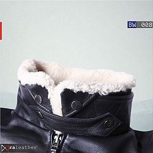 Jaket Kulit Wanita BW008 – Model Bomber Shearling, Vintage Stylish
