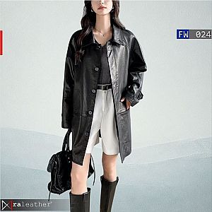Jaket Kulit Wanita FW024 – Oversized Coat Minimalis - raleather® Garut